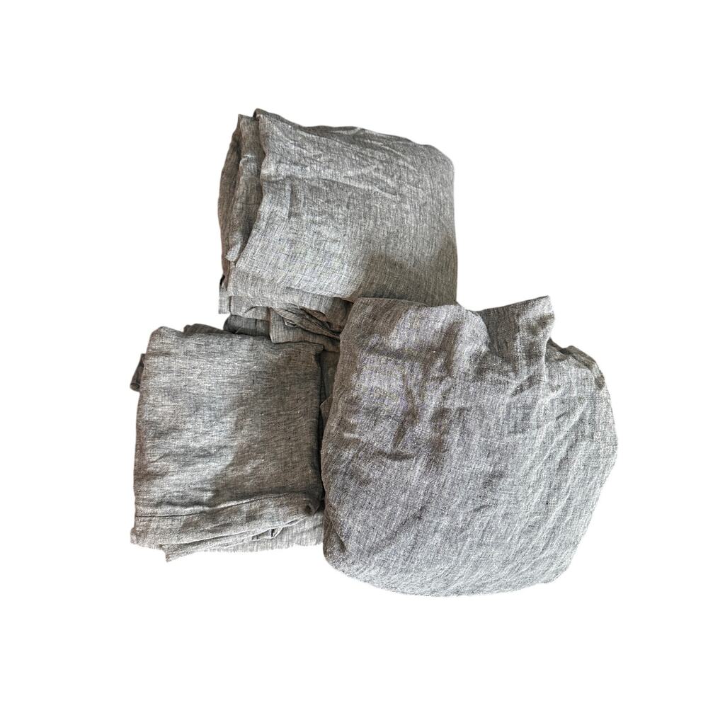 West Elm 100% Linen Duvet Cover Fitted Sheet and Pillowcases Set of 4 Gray Queen